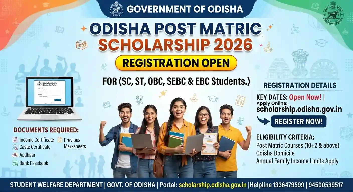 Odisha Post Matric Scholarship 2026 Registration Open