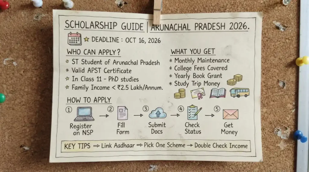 Post Matric Scholarship Arunachal Pradesh to ST Students under Umbrella Scheme 2026
