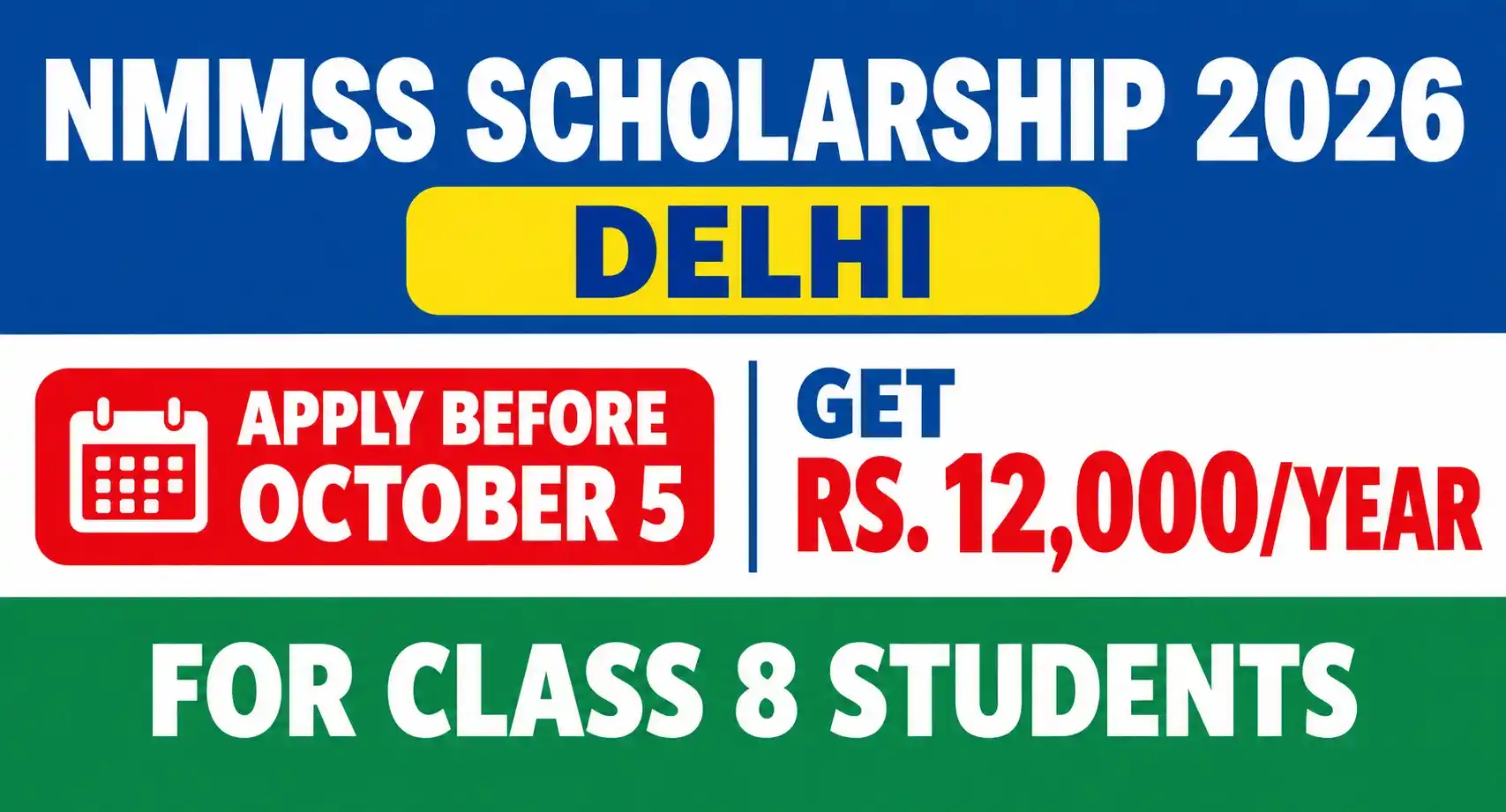 NMMSS Scholarship 2026 Delhi